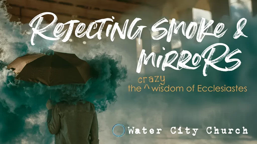 A person with an umbrella and blue smoke for series on the book of ecclesiastes.
